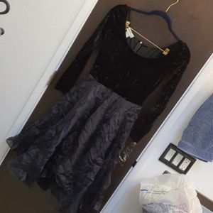 Jenny Packham black velvet and silk evening dress US 10